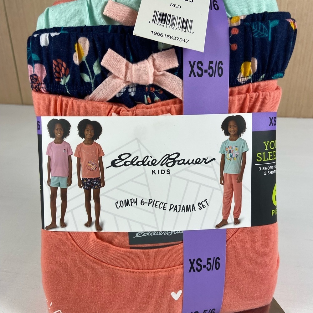 Eddie Bauer Kids 6-Piece Pajama Set - Red and Black - Picture 5 of 7